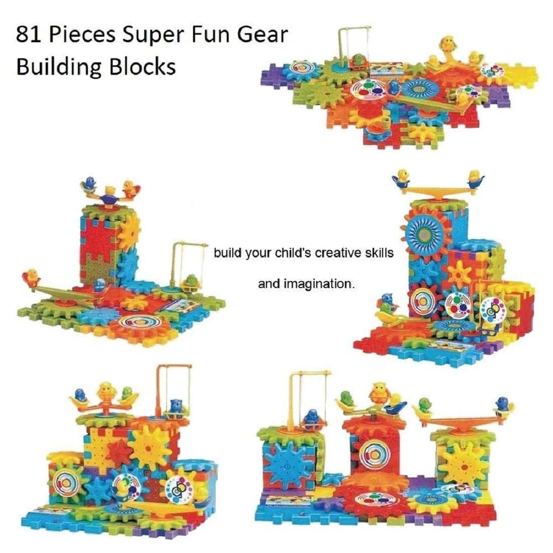 Rotating Building Blocks with Gears for STEM Learning 81pcs