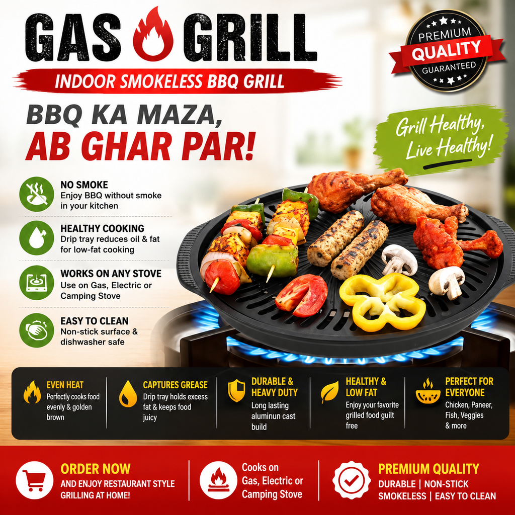 Non Stick Korean BBQ Grill Pan with Oil Drip Tray
