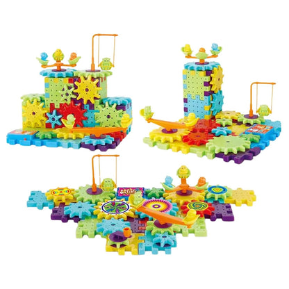 Rotating Building Blocks with Gears for STEM Learning 81pcs